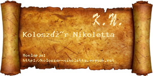 Koloszár Nikoletta névjegykártya